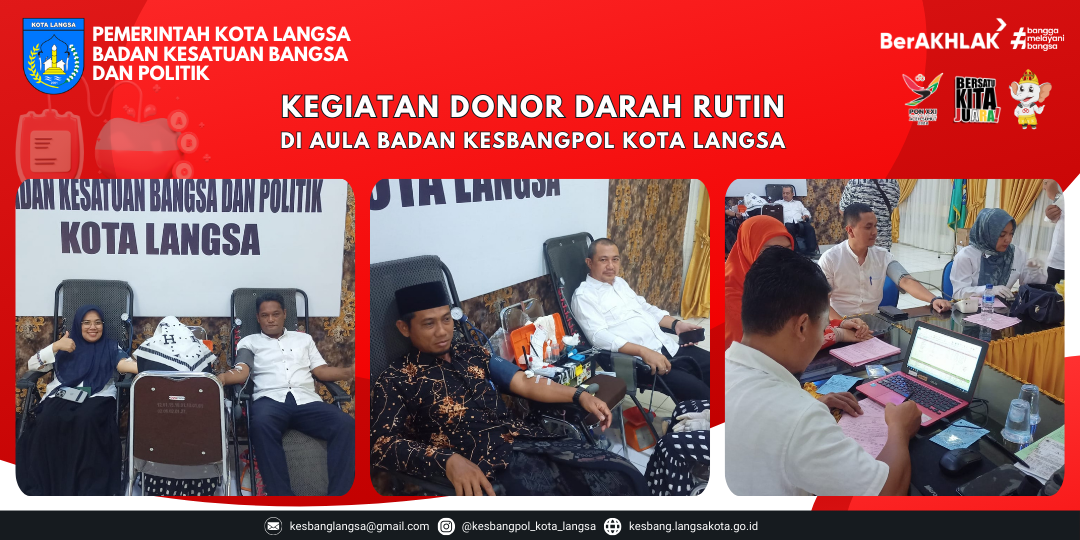 Badan Kesbangpol Kota Langsa Mengadakan Kegiatan Donor Darah Rutin Bersama PMI Kota Langsa
