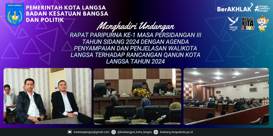 Kepala Badan Kesbangpol Menghadiri Undangan Rapat Paripurna Ke-1 Masa Persidangan III Tahun Sidang 2024