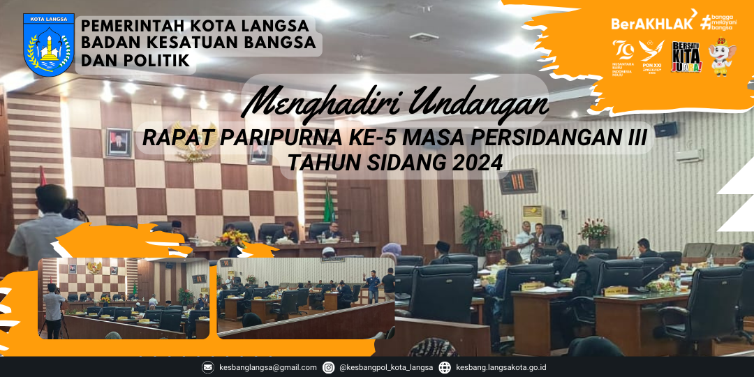 Kepala Badan Kesbangpol Kota Langsa Menghadiri Undangan Rapat Paripurna Ke-5 Masa Persidangan III Tahun Sidang 2024