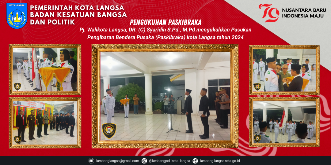Pj. Walikota Langsa, DR. (C) Syaridin S.Pd., M.Pd mengukuhkan Pasukan Pengibaran Bendera Pusaka (Paskibraka) Kota Langsa tahun 2024