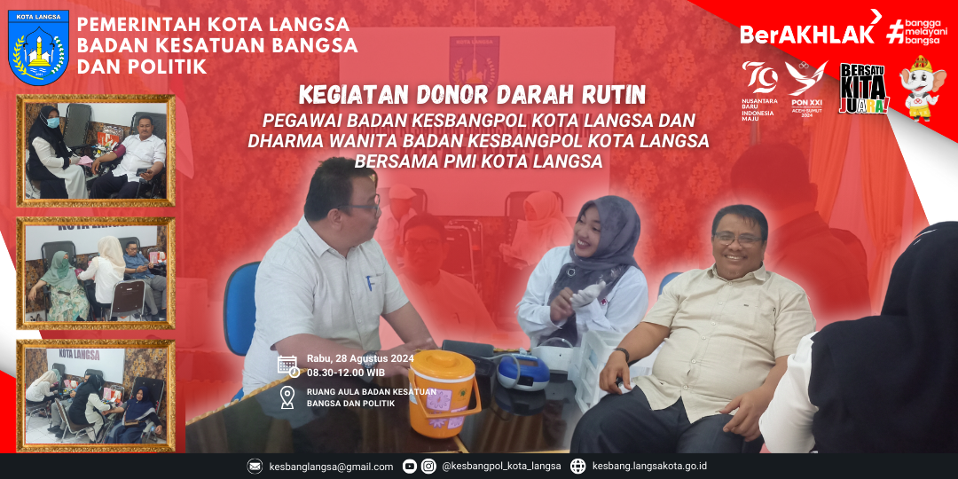 Badan Kesbangpol Kota Langsa Mengadakan Kegiatan Donor Darah Rutin Bersama PMI Kota Langsa