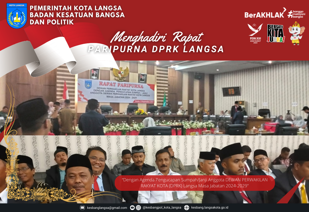 Kepala Badan Kesatuan Bangsa dan Politik Kota Langsa Menghadiri Rapat Paripurna DPRK Langsa