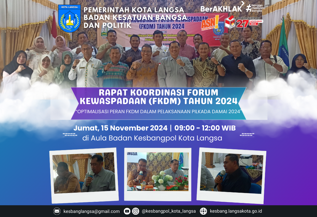 Badan Kesbangpol Aceh dan Badan Kesbangpol Kota Langsa Melakukan Kegiatan Rapat Koordinasi Forum Kewaspadaan (FKDM) Tahun 2024