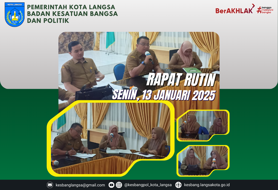 Kepala Badan Kesatuan Bangsa dan Politik Kota Langsa Memimpin Kegiatan Rapat Rutin